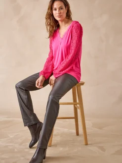 Femme Daxon Tee-shirt fantaisie avec dentelle