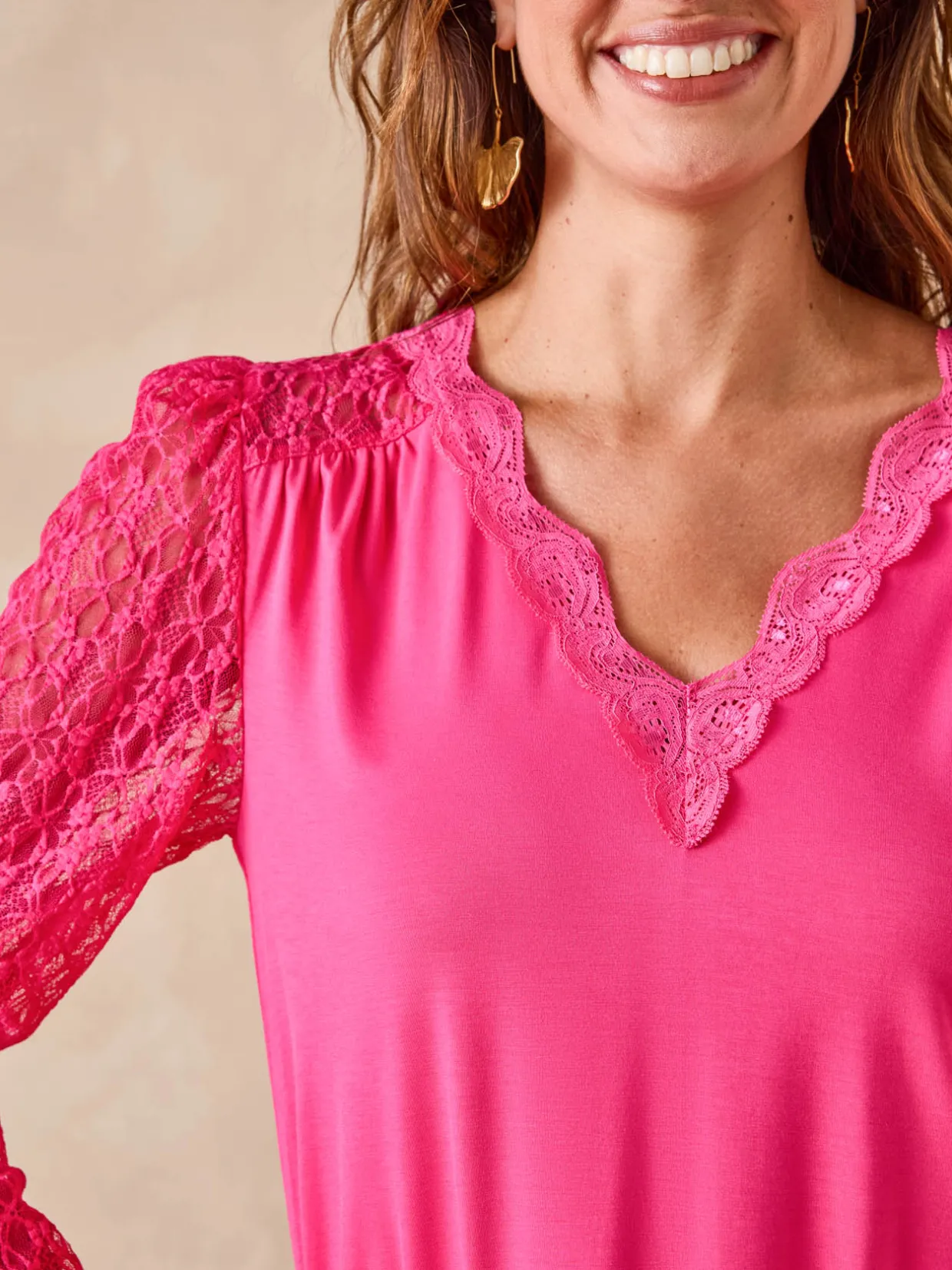 Femme Daxon Tee-shirt fantaisie avec dentelle