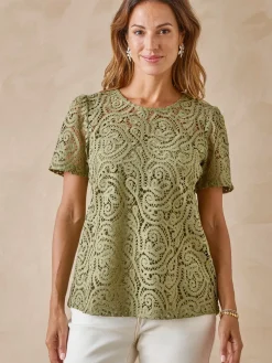 Femme Daxon Tee-shirt macramé col rond