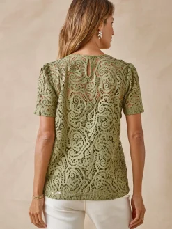 Femme Daxon Tee-shirt macramé col rond