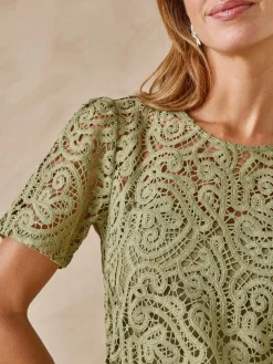 Femme Daxon Tee-shirt macramé col rond