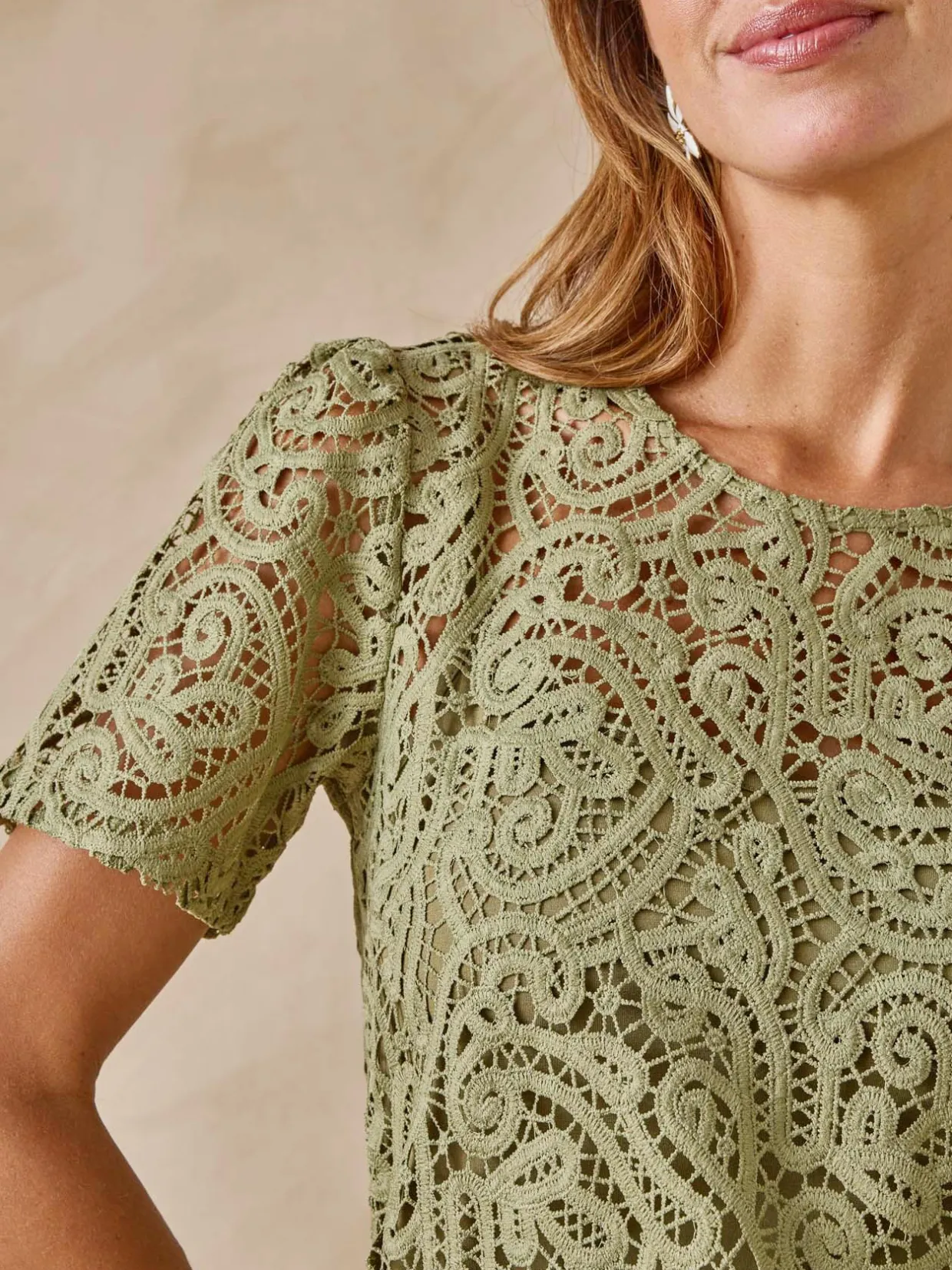 Femme Daxon Tee-shirt macramé col rond