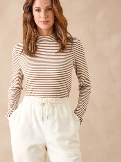 Femme Daxon Tee-shirt maille côtelée manches longues