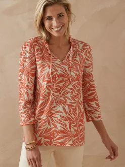 Femme Daxon Tee-shirt maille gaufrée col volanté