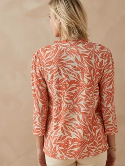 Femme Daxon Tee-shirt maille gaufrée col volanté