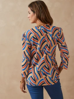 Femme Daxon Tee-shirt maille gaufrée col volanté