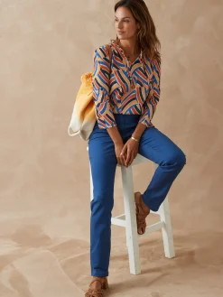 Femme Daxon Tee-shirt maille gaufrée col volanté