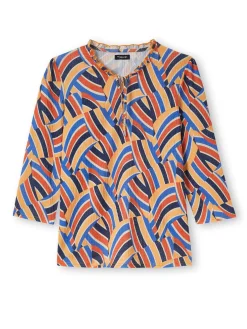 Femme Daxon Tee-shirt maille gaufrée col volanté