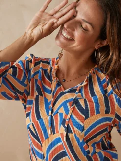 Femme Daxon Tee-shirt maille gaufrée col volanté