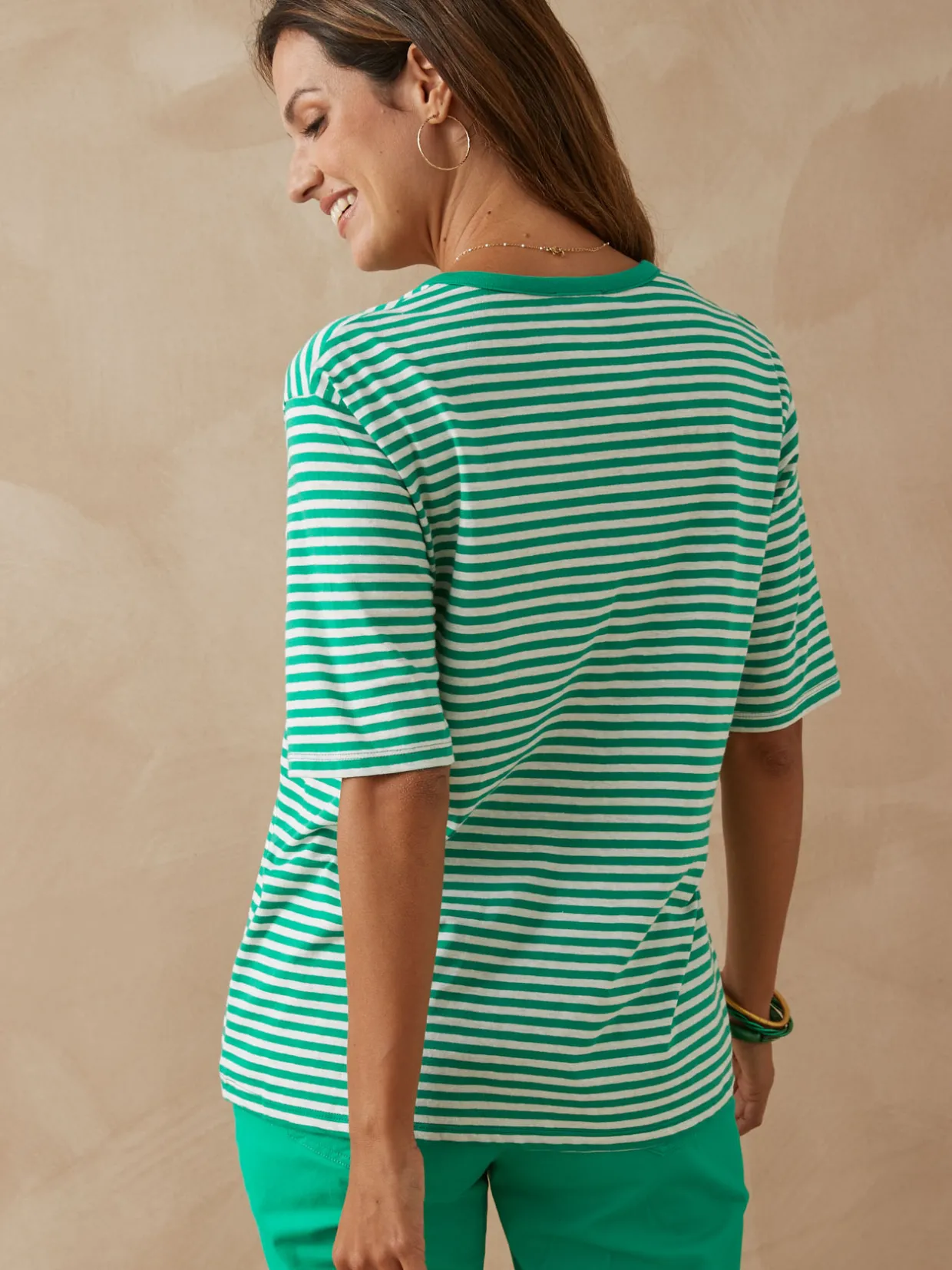 Femme Daxon Tee-shirt marinière avec lin