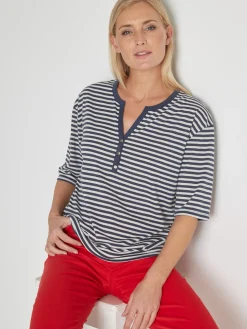 Femme Daxon Tee-shirt marinière avec lin