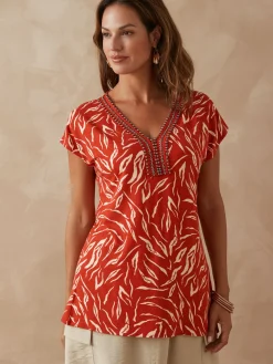 Femme Daxon Tee-shirt perles fantaisie maille fluide