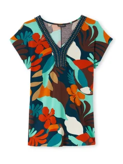 Femme Daxon Tee-shirt perles fantaisie maille fluide