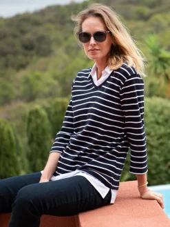 Femme Daxon Tee-shirt rayé effet 2 en 1