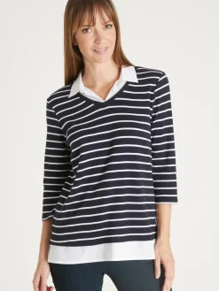 Femme Daxon Tee-shirt rayé effet 2 en 1