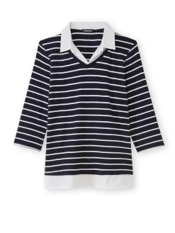 Femme Daxon Tee-shirt rayé effet 2 en 1