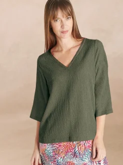 Femme Daxon Tee-shirt V galon fantaisie