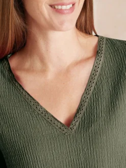 Femme Daxon Tee-shirt V galon fantaisie