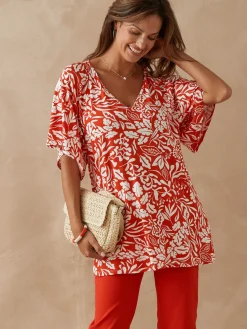 Femme Daxon Tee-shirt V smocks au dos